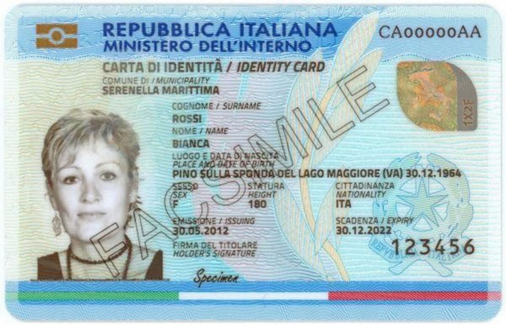Carta identità elettronica valida per espatrio fronte fac-simile