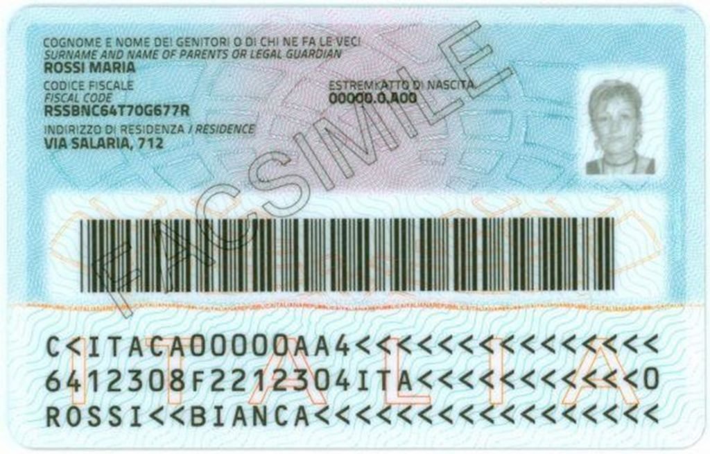 Carta identità elettronica valida per espatrio retro fac-simile